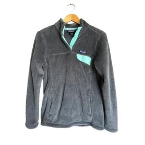 Patagonia Synchilla Snap T Gray Tiffany Blue Pullover Sweatshirt Medium